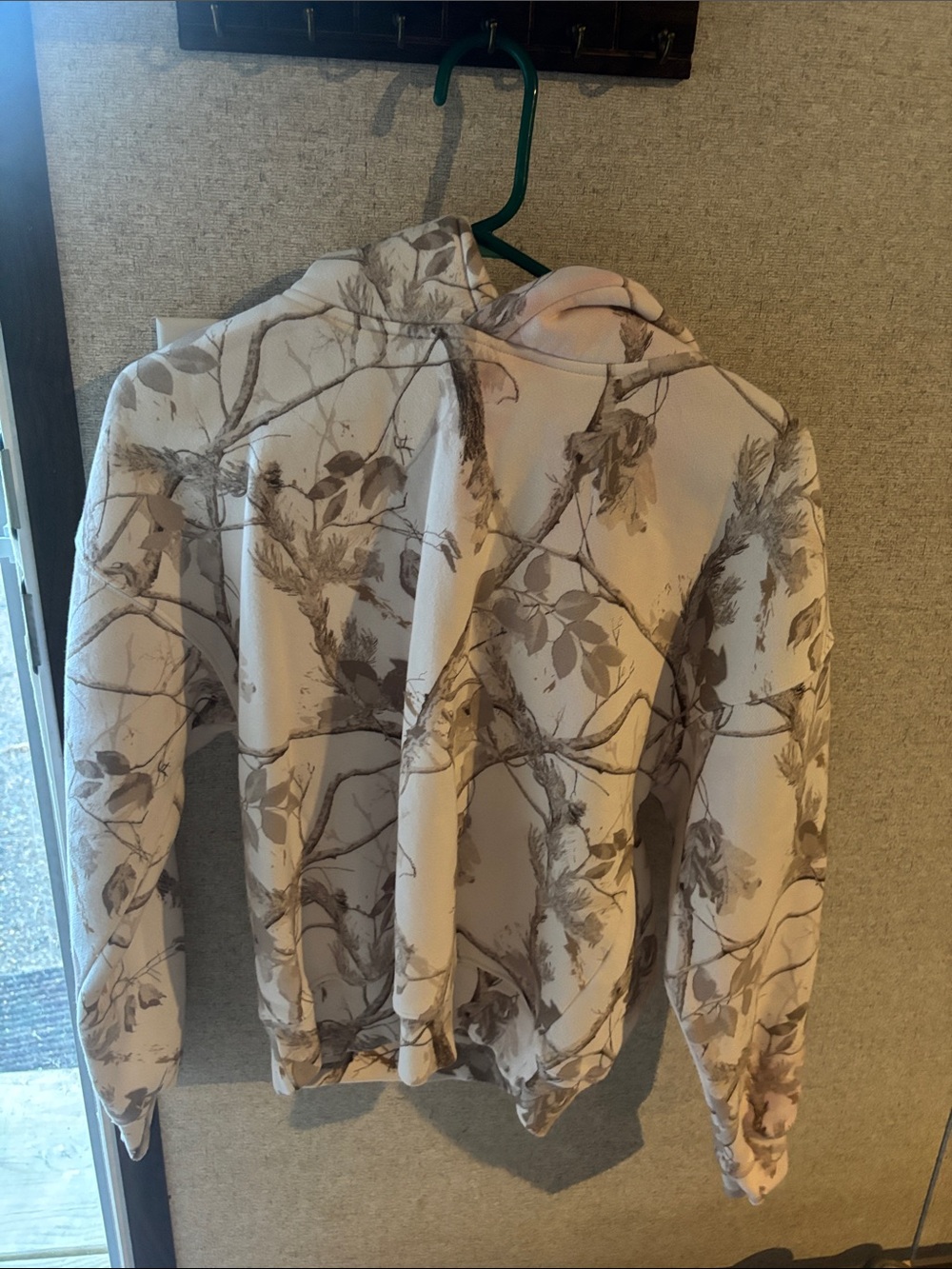 Abercrombie & Fitch Cream Hoodie with Brown Leaf Branch Print